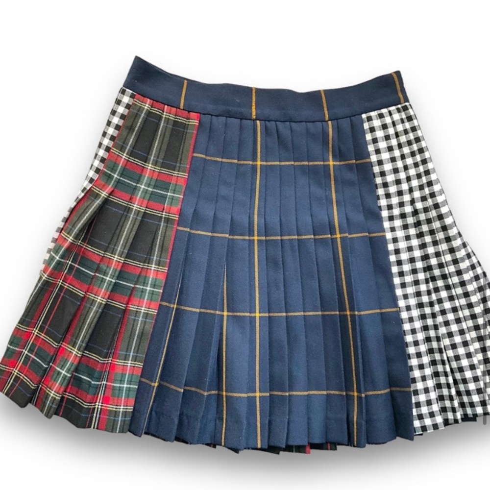 NWT Zara Blue Plaid Patchwork Skirt XS
